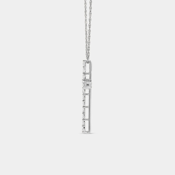 Gilded 1 Carat Lab-Grown Diamond Elongated Cross Pendant With Round-Shaped Diamonds