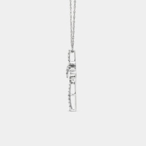 Gilded 1/4 Carat Lab-Grown Diamond Cross Pendant with a Two-Stone Center