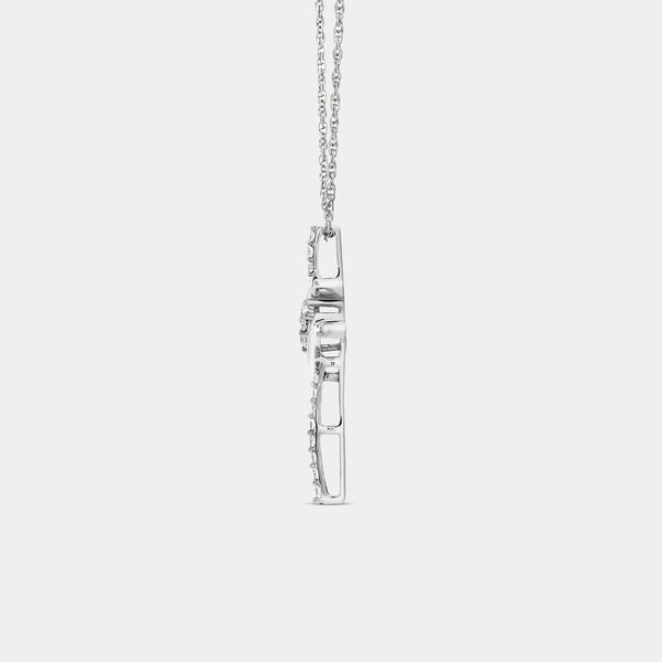 Gilded 1/4 Carat Lab-Grown Diamond Cross Pendant with a Two-Stone Center