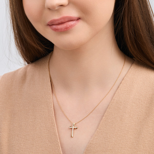 Gilded 1/4 Carat Lab-Grown Diamond Sculpted Cross Pendant