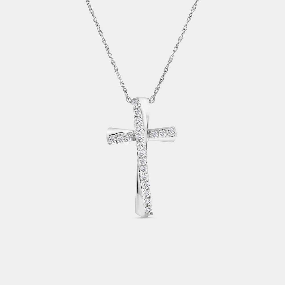 Gilded 1/4 Carat Lab-Grown Diamond Sculpted Cross Pendant