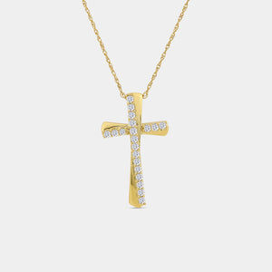 Gilded 1/4 Carat Lab-Grown Diamond Sculpted Cross Pendant