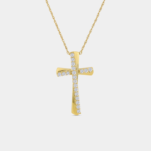 Gilded 1/4 Carat Lab-Grown Diamond Sculpted Cross Pendant