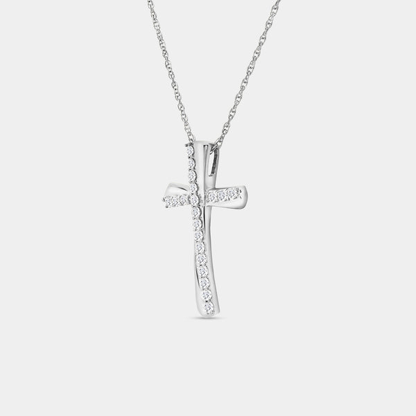 Gilded 1/4 Carat Lab-Grown Diamond Sculpted Cross Pendant