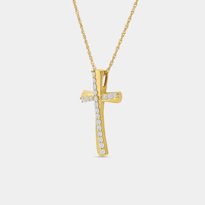 Gilded 1/4 Carat Lab-Grown Diamond Sculpted Cross Pendant