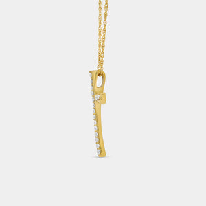 Gilded 1/4 Carat Lab-Grown Diamond Sculpted Cross Pendant