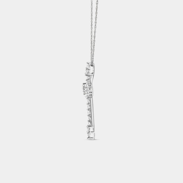 Gilded 1 Carat Lab-Grown Diamond Pointed-Arm Cross Pendant With Round-Shaped Diamonds