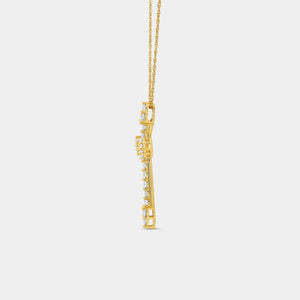 Gilded 1 Carat Lab-Grown Diamond Pointed-Arm Cross Pendant With Round-Shaped Diamonds