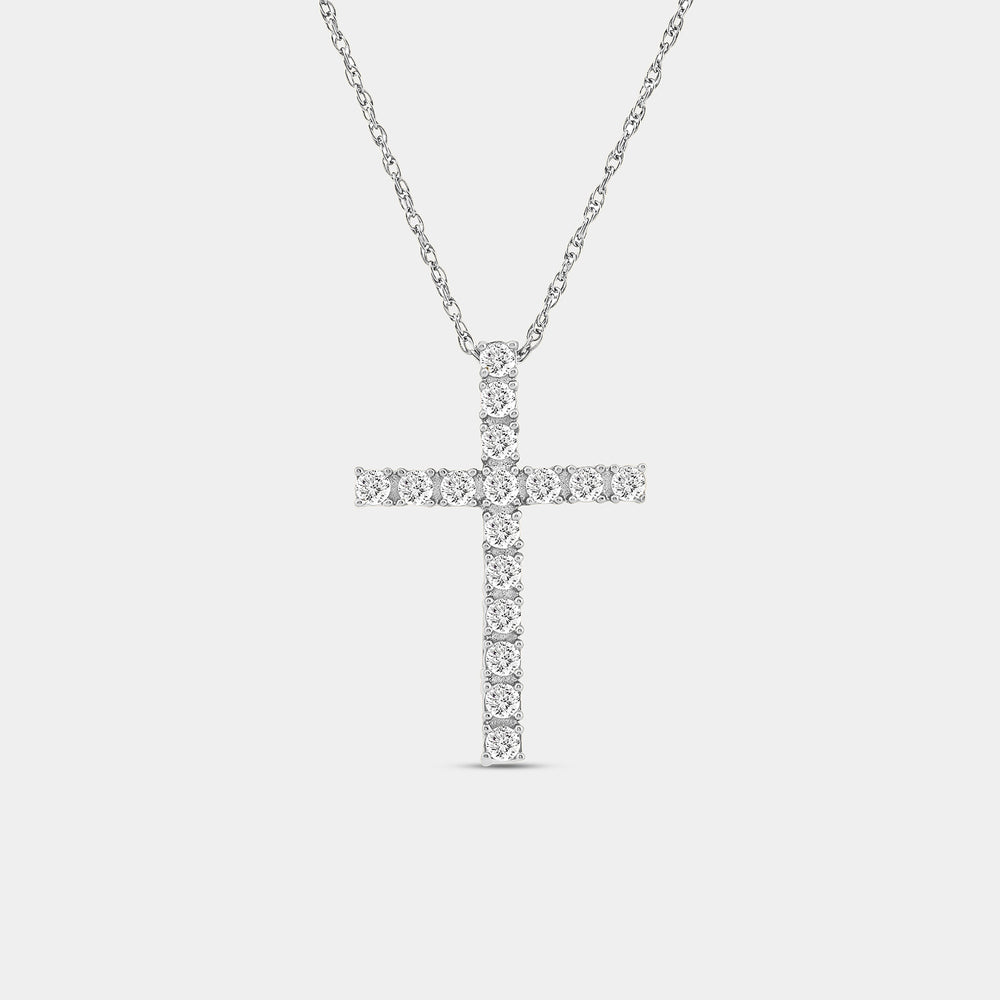 Gilded 1/2 Carat Lab-Grown Diamond Classic Cross Pendant