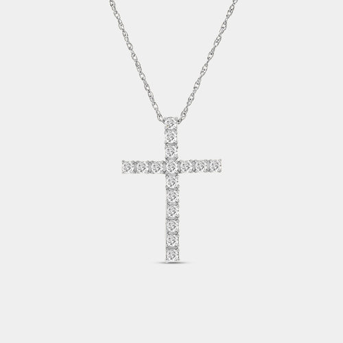 Gilded 1/2 Carat Lab-Grown Diamond Classic Cross Pendant