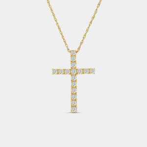 Gilded 1/2 Carat Lab-Grown Diamond Classic Cross Pendant