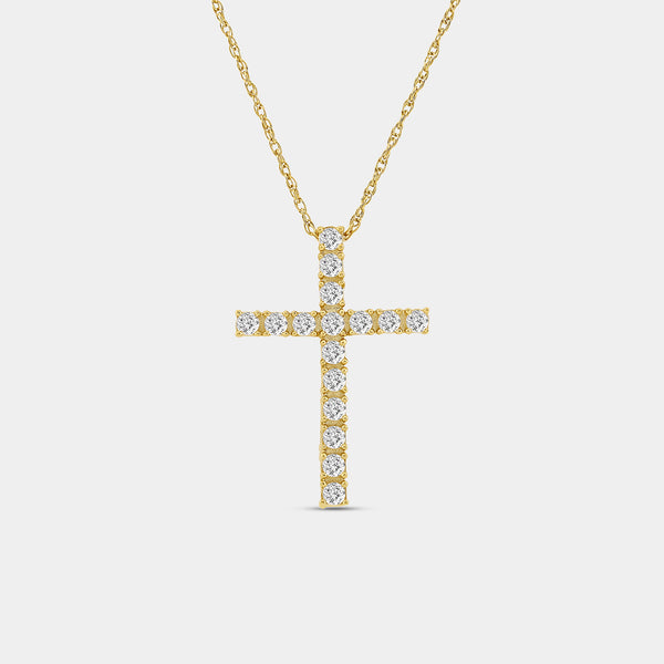 1/2 Carat Lab-Grown Diamond Classic Cross Pendant — GILDED New York