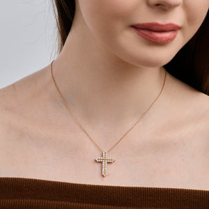 Gilded 1 Carat Lab-Grown Diamond Cross Pendant With Curved Edges