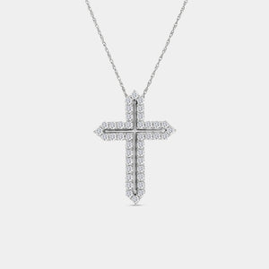 Gilded 1 Carat Lab-Grown Diamond Cross Pendant With Curved Edges
