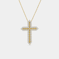 Gilded 1 Carat Lab-Grown Diamond Cross Pendant With Curved Edges