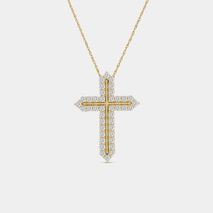 Gilded 1 Carat Lab-Grown Diamond Cross Pendant With Curved Edges