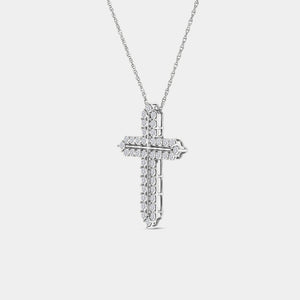 Gilded 1 Carat Lab-Grown Diamond Cross Pendant With Curved Edges
