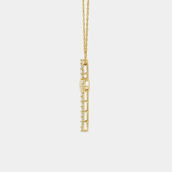Gilded 1 Carat Lab-Grown Diamond Cross Pendant With Curved Edges