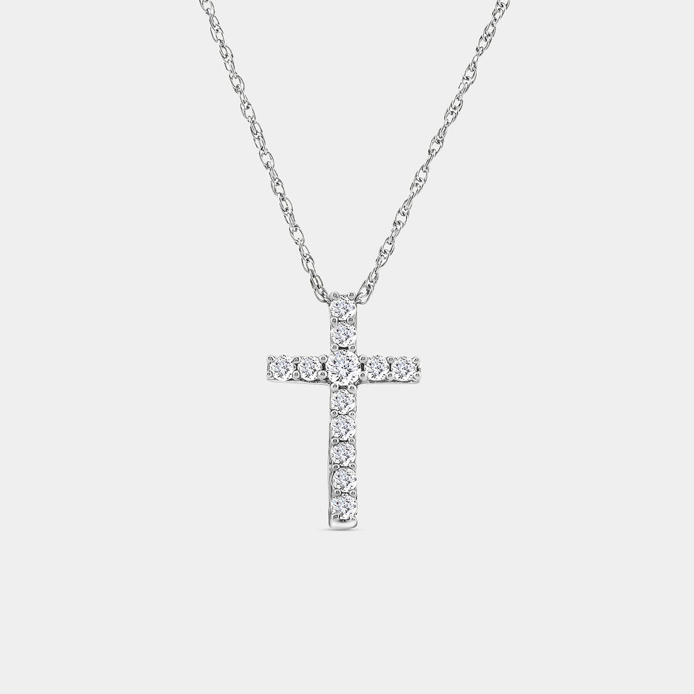 Gilded 1/4 Carat Lab-Grown Diamond Classic Cross Pendant