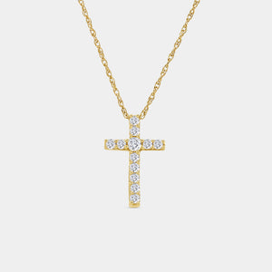 Gilded 1/4 Carat Lab-Grown Diamond Classic Cross Pendant