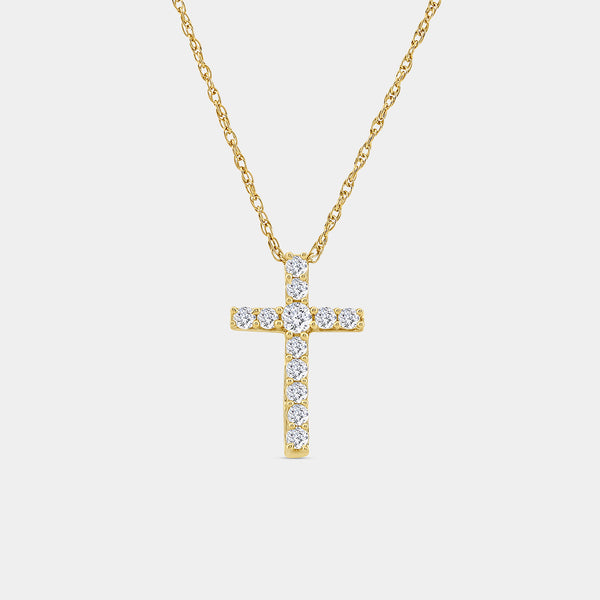 Gilded 1/4 Carat Lab-Grown Diamond Classic Cross Pendant
