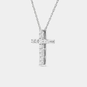 Gilded 1/4 Carat Lab-Grown Diamond Classic Cross Pendant