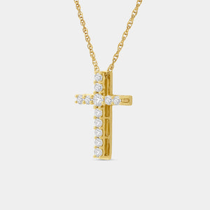 Gilded 1/4 Carat Lab-Grown Diamond Classic Cross Pendant
