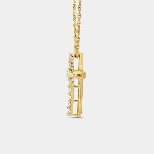Gilded 1/4 Carat Lab-Grown Diamond Classic Cross Pendant