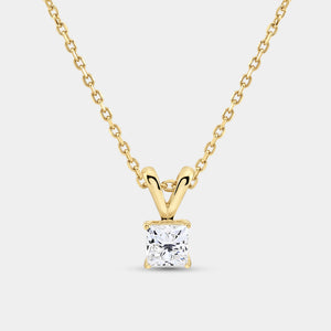 Gilded 1/2 Carat Lab-Grown Diamond Princess-Cut Classic Solitaire Pendant