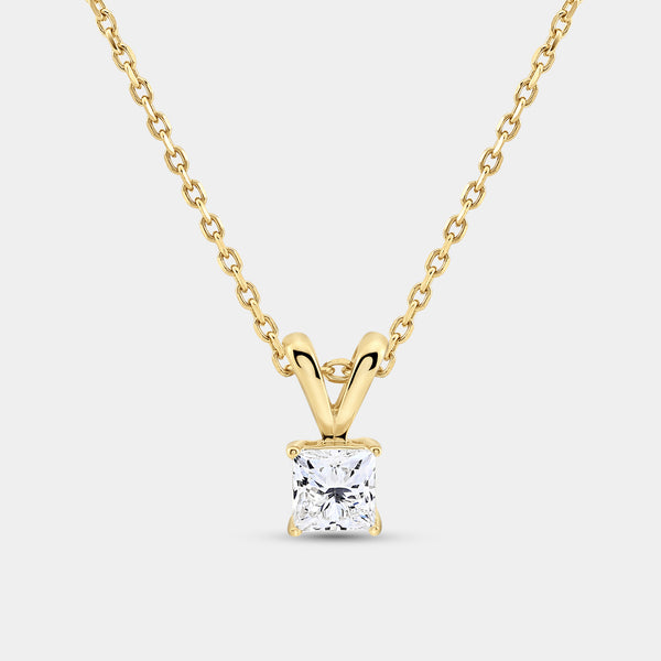 1/2 Carat Lab-Grown Diamond Princess-Cut Classic Solitaire Pendant — GILDED New York