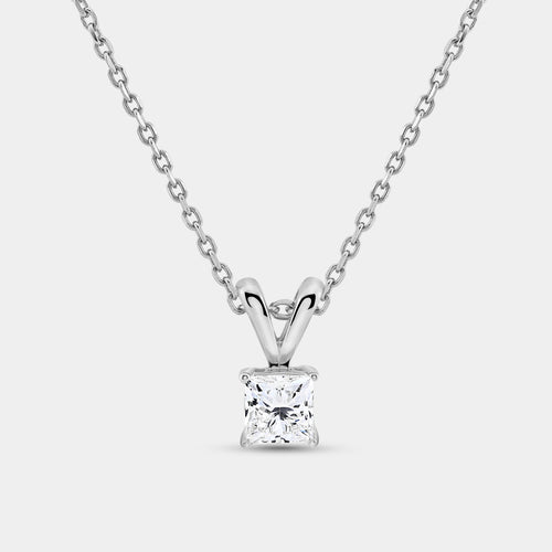 Gilded 1/2 Carat Lab-Grown Diamond Princess-Cut Classic Solitaire Pendant