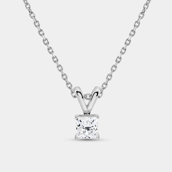1/2 Carat Lab-Grown Diamond Princess-Cut Classic Solitaire Pendant — GILDED New York