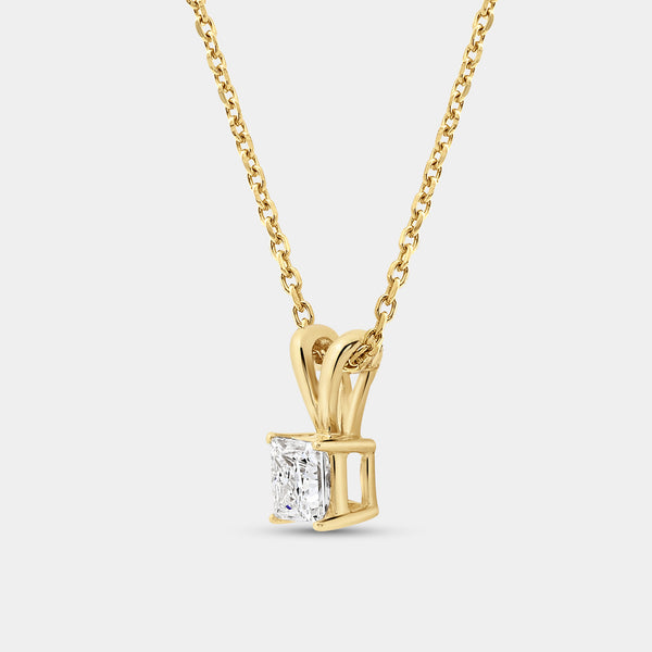 1/2 Carat Lab-Grown Diamond Princess-Cut Classic Solitaire Pendant — GILDED New York