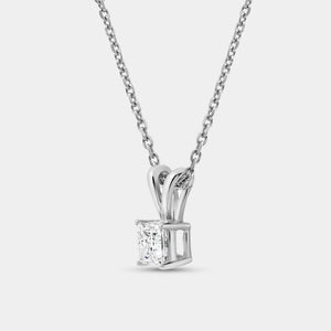 Gilded 1/2 Carat Lab-Grown Diamond Princess-Cut Classic Solitaire Pendant