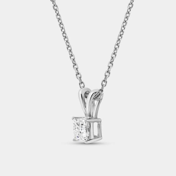 1/2 Carat Lab-Grown Diamond Princess-Cut Classic Solitaire Pendant — GILDED New York