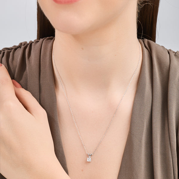 1/2 Carat Lab-Grown Diamond Princess-Cut Classic Solitaire Pendant — GILDED New York