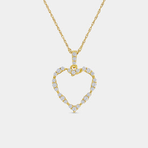 Gilded 1/4 Carat Lab-Grown Diamond Three-Cluster Heart-Shaped Pendant