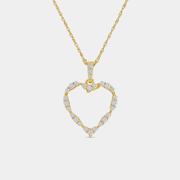 Gilded 1/4 Carat Lab-Grown Diamond Three-Cluster Heart-Shaped Pendant