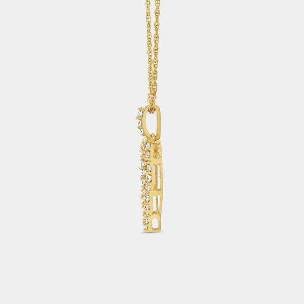 Gilded 1/4 Carat Lab-Grown Diamond Three-Cluster Heart-Shaped Pendant