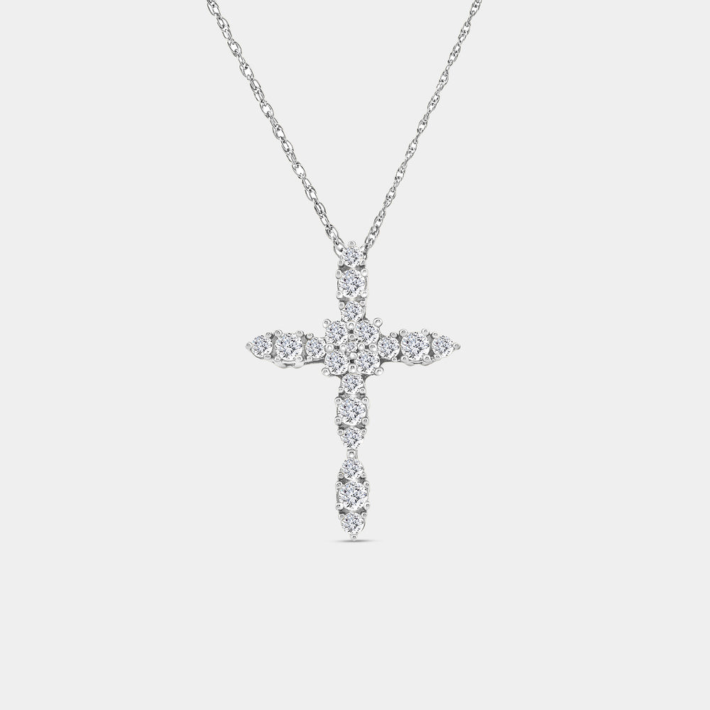 Gilded 1/2 Carat Lab-Grown Diamond Vintage-Style Cross Pendant