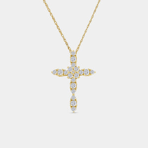 Gilded 1/2 Carat Lab-Grown Diamond Vintage-Style Cross Pendant