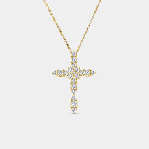 Gilded 1/2 Carat Lab-Grown Diamond Vintage-Style Cross Pendant