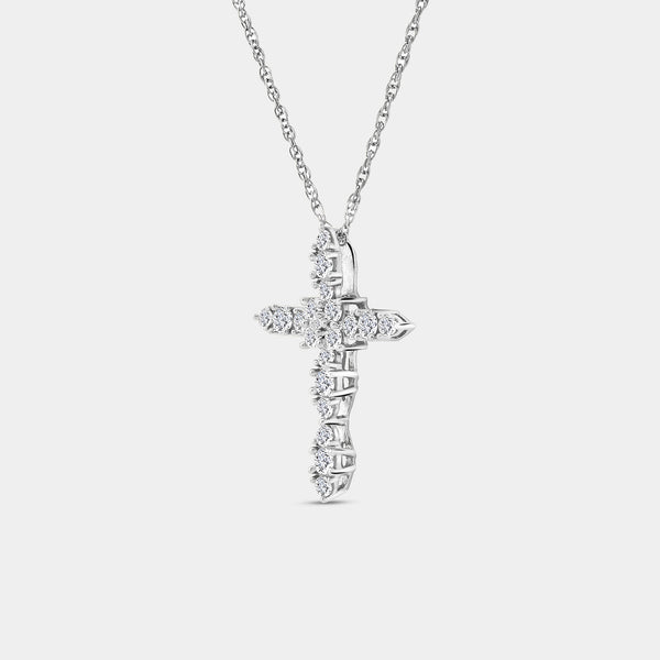 Gilded 1/2 Carat Lab-Grown Diamond Vintage-Style Cross Pendant