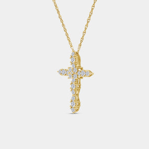 Gilded 1/2 Carat Lab-Grown Diamond Vintage-Style Cross Pendant