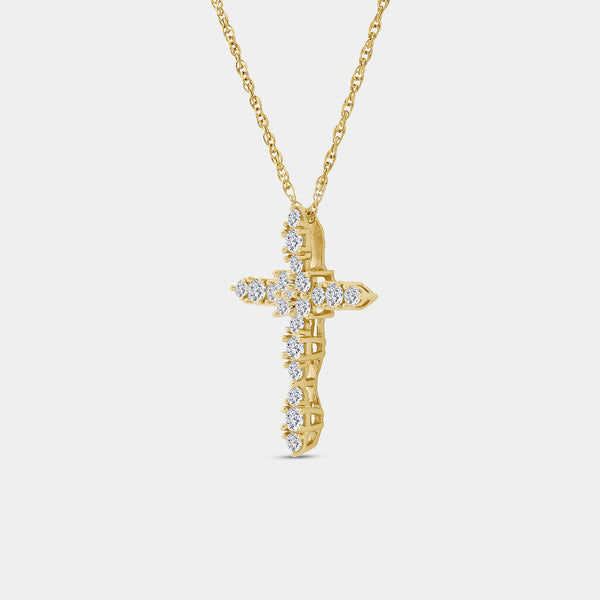 Gilded 1/2 Carat Lab-Grown Diamond Vintage-Style Cross Pendant