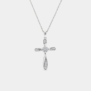 Gilded 1/4 Carat Lab-Grown Diamond Multi-Stone Center Curved Cross Pendant