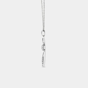 Gilded 1/4 Carat Lab-Grown Diamond Multi-Stone Center Curved Cross Pendant
