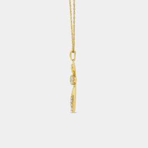 Gilded 1/4 Carat Lab-Grown Diamond Multi-Stone Center Curved Cross Pendant