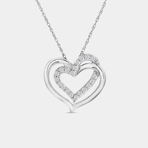 Gilded 1/4 Carat Lab-Grown Diamond Interlocking Looped Double-Frame Heart-Shaped Pendant