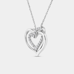 Gilded 1/4 Carat Lab-Grown Diamond Interlocking Looped Double-Frame Heart-Shaped Pendant